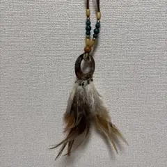 ボヘミアンスタイル ネックレス 羽根 ビーズ