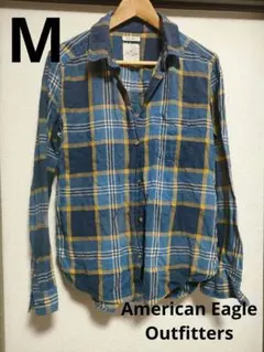 【アメリカンイーグル】チェック柄シャツ　ブラウス長袖　ボーイフレンドフィットМ