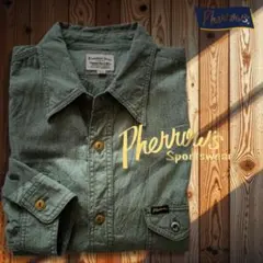 『cool◎』Pherrow's(フェローズ)杢グリーンシャンブレーシャツ日本製