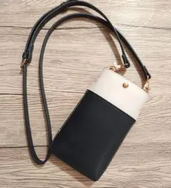 両面使い 配色 スマホ ショルダー バッグ ブラック✕マスタード　美品
