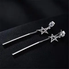 星型クリスタルロングピアス