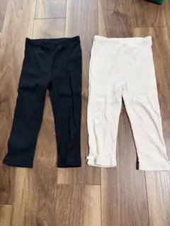 美品　プティマイン　パンツ　七部丈　2枚セット　ピンク　黒　120