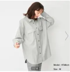 ジーユー　フェイクレザーダブルポケットシャツ