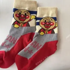 アンパンマン キッズ靴下 赤 グレー クリーム