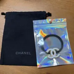 CHANEL 헤어 고무 코코 마크 화이트 참신 골드 건착 봉투 첨부