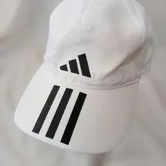 kidsキャップ/残1点/adidas ホワイト ストライプキャップ/春夏使用