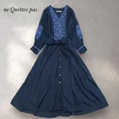 2025SS ヌキテパ カットワーク 刺繍 ロングワンピース タッセル付 S