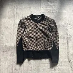 avagolf ニットカーディガン チェック9AR M ブラック ベージュ 上品