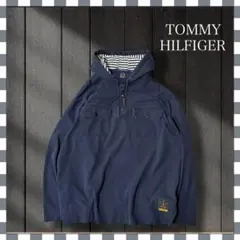 5718/トミーヒルフィガー 無地パーカーハーフジップ XL