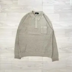 【レトロ古着】長袖 ニットポロ L 立体編み