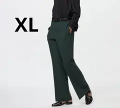 新品 ユニクロ スマートフレアパンツ 丈長め XL ダークグリーン