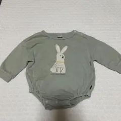 フタフタ　ロンパース　うさぎ　ミントグリーン　50〜60cm