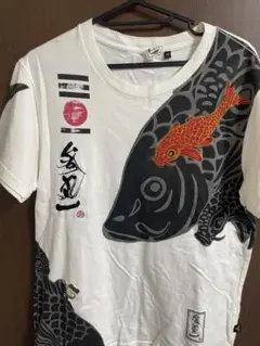 参丸一　鯉と蛙のアートプリントTシャツ