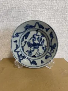 蔵出し古伊万里骨董品 青磁花鳥染付皿 幅約21cm - メルカリ