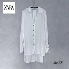 ZARABACIC 長袖 リネンシャツ 白 XS ホワイト インポート セレクト