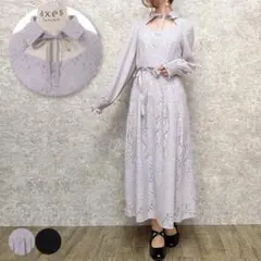 【美品】axes femme アクシーズファム　襟付レースワンピース ラベンダー