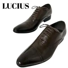未使用級✨【LUCIUS】ストレートチップ☆メダリオン☆41☆ダークブラウン