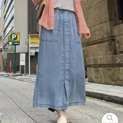 サイト完売商品　デニム スカート サックスブルーのサムネイル