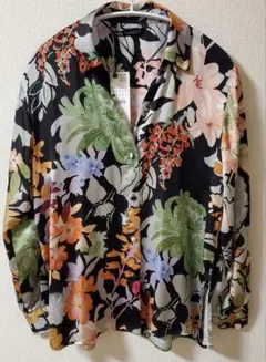 ZARA フラワープリント 長袖シャツ Sサイズ