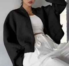 黒キルティングショートジャケット