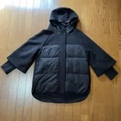 新品　フード付きブラックリブ袖もダウンジャケット　M