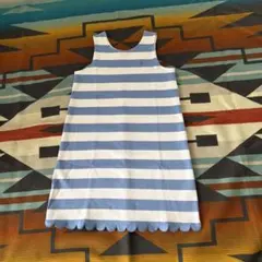 ラルフローレン　ストライプノースリーブワンピース (水色、白）