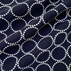 s41-n▼140×50cm▼コットンリネン刺繡生地▼タンバリン柄　ネイビー