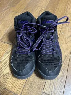 アシックス　バスケットボールシューズ　黒×紫 キッズ 22cm