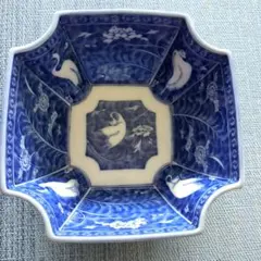 深川製磁　染付白鷺絵　深鉢　ペア 深川製磁 染付白鷺絵 深鉢 ペア