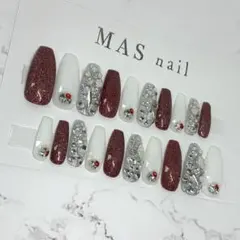 ネイルチップ 全サイズ 赤ラメ 埋めつくし 韓国 ギャル 量産型 推し活 ロング