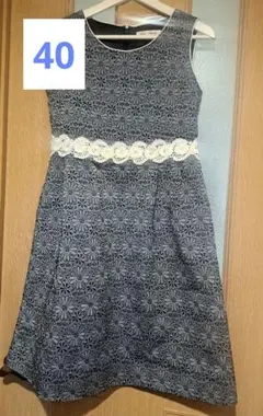 ヤ美品　スーパービューティー　フラワー　ワンピース　レース　40 M　ジャガード