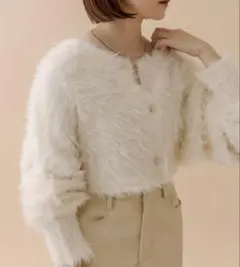 mline ショートフェザーニット　オフホワイト　Ｆサイズ