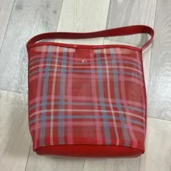 ローリーズファーム　レッドチェック柄ハンドバッグ