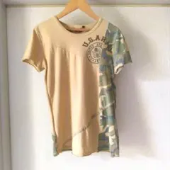 AVIREX（アヴィレックス) ミリタリー Tシャツ 迷彩 切り替え　刺繍　Mのサムネイル
