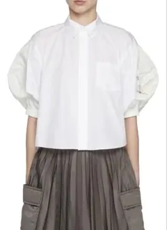 sacai/コットンポプリンナイロン切替半袖シャツ SCW-227のサムネイル