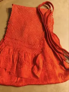 オレンジ編み込み帯締め フリル付き