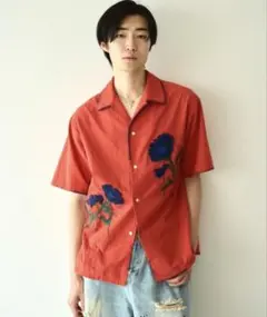 美品 Camphor wood カンファーウッド サガラ花刺繍開襟ガーゼシャツSのサムネイル