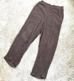 アースミュージックアンドエコロジーしわ加工カジュアルパンツゆったりフリーサイズ