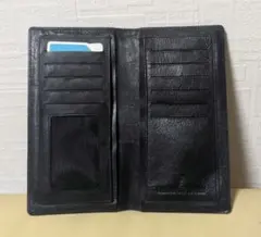 ブラックレザー 二つ折り長財布 新品 ユニセックス