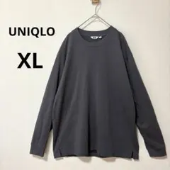 ユニクロ メンズ XL エアリズム コットン クルーネックTシャツ 長袖 グレー