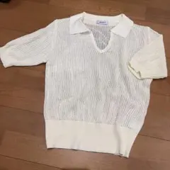 FOREVER 21 半袖 ポロシャツ ホワイト 透かし編み