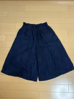 濃紺 ワイドパンツ ゴムウエスト