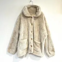【ストリーム】ルームウェア ボアジャケット フルボタン 丸襟 もこもこ M-L