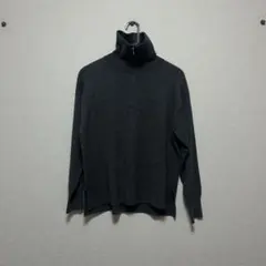ダークグレー ハイネック セーター ハーフジップ