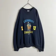 スウェット　トレーナー　刺繍　ネイビー　紺　可愛い　レトロ