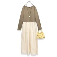 美品 アーバンリサーチロッソ 異素材ドッキングワンピース ラグラン カットソー