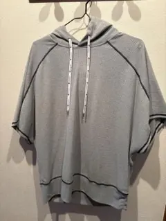 Champion フード付き半袖パーカー　L グレー