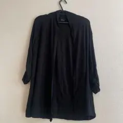 ブラックカーディガン 黒　【L】　無地　シンプル　おしゃれ　7分袖　トップス