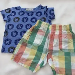Love&Peace&Money ライオン柄Tシャツ チェック柄ショートパンツのサムネイル