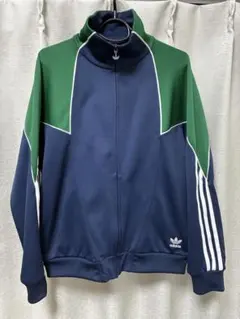 adidas (アディダス)トレフォイル トラックジャケット ネイビー×グリーン